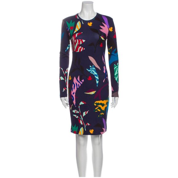 Prabal Gurung Dresses & Skirts - Prabal Gurung Womens Navy Printed Long Sleeve Above The Knee Sheath Dress S